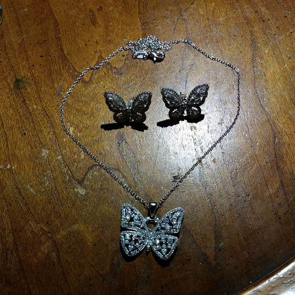 Nwot sterling silver CZ butterfly set marked 925 - Picture 11 of 11